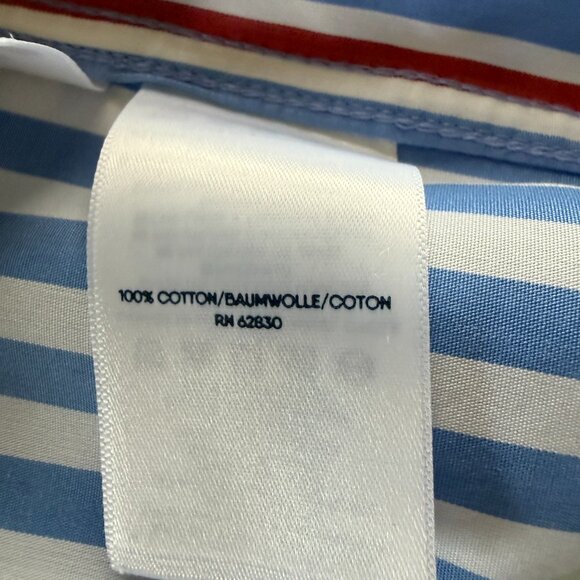 Lands' End red white and blue striped long sleeve collared button down shirt XSP - Picture 10 of 11